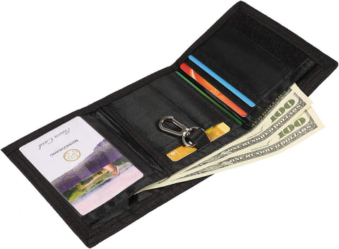 AI-DEE RFID Trifold Canvas Outdoor Sports Wallet for Kids - Front Pocket Wallet with Magic Sticker