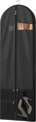 43" Travel Garment Bag with Accessories Zipper Pocket, Heavy Duty Suit Bag for Suits, Tuxedos, Dresses, Coats, Black, 1 pack