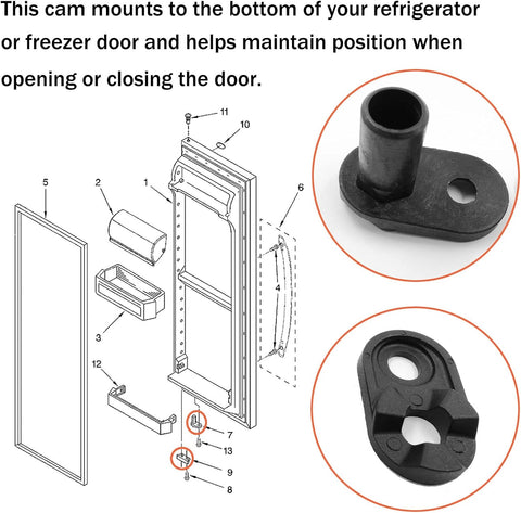 2182179 Refrigerator Door Closer Cam For Whirlpool Kenmore Admiral Amana Crosley Refrigerator Lower Door Closer AP6005980 PS11739042 W10329686 2155311 (Screws not included)