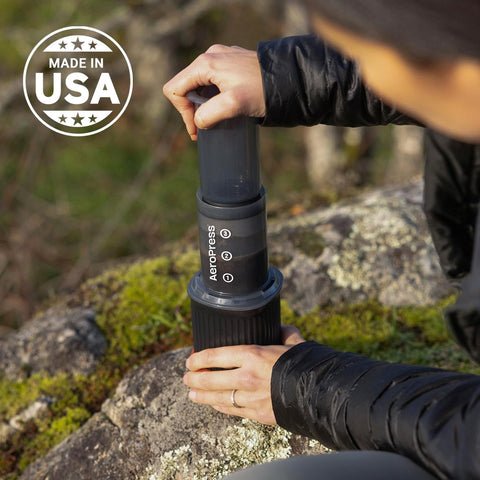 AeroPress Go Travel Coffee Press Kit - 3 in 1 brew method combines French Press, Pourover, Espresso - Full bodied coffee without grit or bitterness - Small portable coffee maker for camping & travel