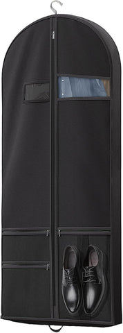43" Travel Garment Bag with Accessories Zipper Pocket, Heavy Duty Suit Bag for Suits, Tuxedos, Dresses, Coats, Black, 1 pack