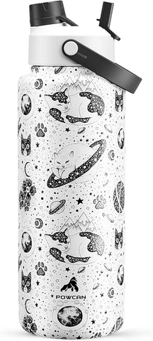 26 oz Insulated Water Bottle with 2-in-1 Straw and Spout Lid, Keep Cold 24H, Leak-Proof, Fits in Car Cup Holder, Stainless Steel Water Bottle for Sports, Travel, and School (Cotton Candy)