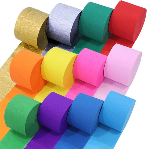 8 Crepe Paper Streamers Rolls, 656ft Pack of Unique 8 Rainbow Streamers Party Decorations, Birthday Streamers, Party Streamers for Wedding Decoration (1.8 inch x 82 ft/Roll)