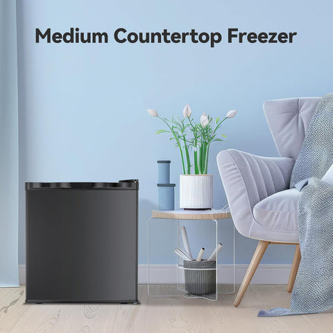 1.1 Cu.ft Small Upright Freezer, Compact Mini Freezer with Removable Shelves, Adjustable Thermostat, Reversible Door Hinge, Quiet for Home/Office/Kitchen/Dorm, Black
