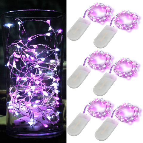 6 Pack Fairy Lights Battery Operated with Timer 2PCS Remote 6.5ft 20LED Warm White Twinkle Lights Waterproof Silver Wire Fireflies Lights DIY Mason Jar Wedding Party Christmas Centerpiece Table Deco