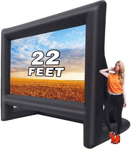 20 feet Inflatable Portable Projector Movie Screen - Huge Air-Blown Cinema Projection Screen Package with Rope, Blower,Tent Stakes - Front & Rear Projection,for Outdoor Party Backyard Pool Fun