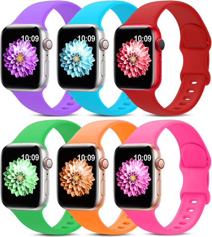 6 Pack Sport Bands Compatible with Apple Watch Band 38mm 40mm 41mm 42mm 44mm 45mm 49mm 46mm,Silicone Waterproof Strap Compatible with iWatch Apple Watch Series 10 9 Ultra 8 7 6 5 4 3 2 1 SE Women Men