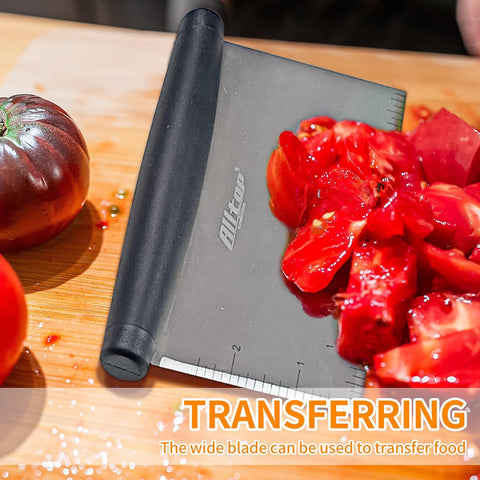 ALLTOP Bench Scraper & Chopper for Kitchen - Ideal Baking Essential Utensil,Stainless Steel Pastry/Dough/Food Cutter Tool for Cake Pizza Bread,Cooking - 1 Pack,Black