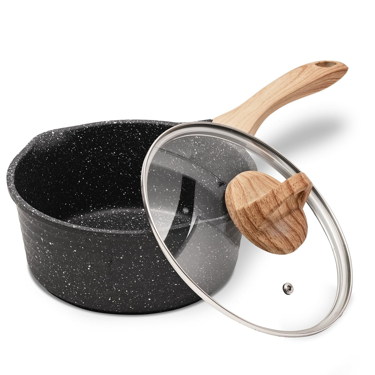 JEETEE 1.5 Quart Sauce Pan with Lid, Non Stick Small Pot with Coating, Masterclass Cookware Sauce Pot for Cooking, PFOA/PFOS Free