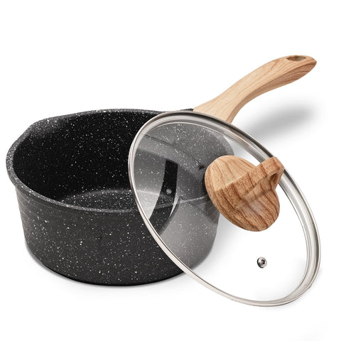 JEETEE 1.5 Quart Sauce Pan with Lid, Non Stick Small Pot with Coating, Masterclass Cookware Sauce Pot for Cooking, PFOA/PFOS Free