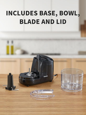 1.5-Cup One-Touch Electric Food Chopper, 100W Mini Food Processor Meat Grinder, Mix, Chop, Mince and Blend Vegetables, Fruits, Nuts, Meats, Stainless Steel Blade (Black)