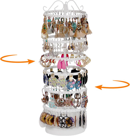 360 Rotating Earring Holder Organizer Stand,5 Tiers Acrylic Jewelry Organizers and Storage,Stud Earring Organizers and Storage,228 Holes and 232 Grooves for Earrings Necklaces chain bracelet