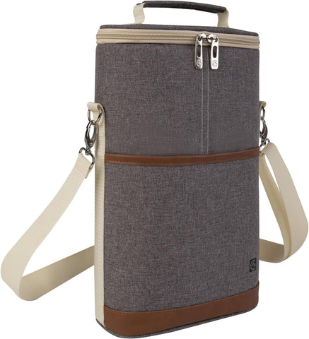 ALLCAMP Wine tote Bag with Cooler Compartment, Picnic Set Carrying Two sets of tableware