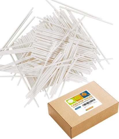 100 Count 6 INCH White Paper Lollipop Sticks,Cake Pop Sticks,Sucker Sticks for Cookies,Rainbow Candy,Chocolate,Cake Topper(Dia 4mm)