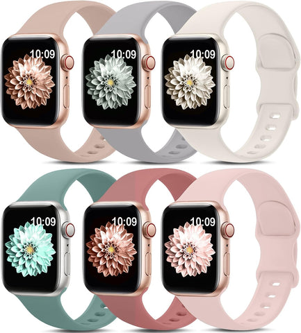 6 Pack Sport Bands Compatible with Apple Watch Band 38mm 40mm 41mm 42mm 44mm 45mm 49mm 46mm,Silicone Waterproof Strap Compatible with iWatch Apple Watch Series 10 9 Ultra 8 7 6 5 4 3 2 1 SE Women Men