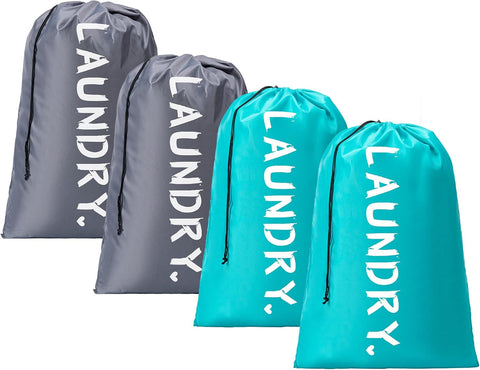 2 Pack XL Travel Laundry Bag, Machine Washable Dirty Clothes Organizer with Drawstring,Large Enough to Hold 4 Loads of Laundry, Easy Fit a Laundry Hamper or Basket Travel Essentials 24" x 36"