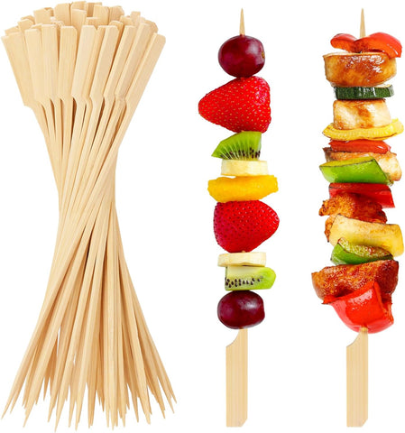 300PCS Cocktail Picks Bamboo Skewers for Appetizers, FATLODA Paddle Wooden Skewers, Fancy Flat Toothpicks for Appetizers, 4.7 IN Bamboo Sticks for Party Sandwich Fruit Charcuterie Boards Accessories