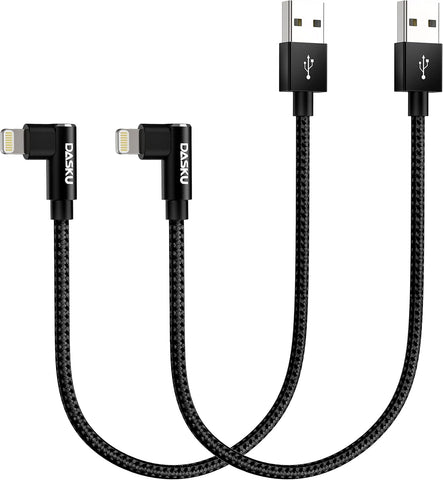 90 Degree iPhone Charging Cable 2Pack 10ft Right Angle Nylon Braided Lightning Charger Cord Compatible with iPhone 14 13 12 11 Pro Max XS XR X 8 7 6 5 Plus iPad（Black）