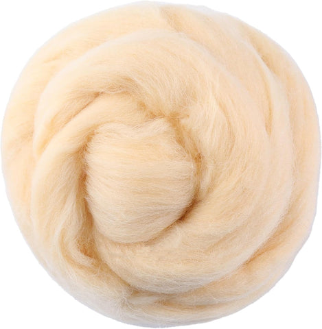 3.53oz Wool Roving Yarn, Wool Felting Supplies, Pure Wools, Chunky Yarn, Spinning Wool Roving for Needle Felting Wet Felting DIY Hand Spinning (White)