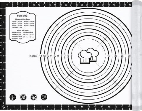26x16 Inch Extra Thick Silicone Baking Mat with Measurements, Non-slip and Reusable - For Cookies, Bread, Pastry