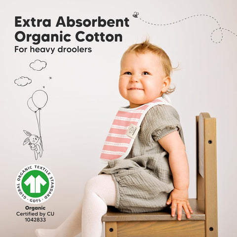 8-Pack Organic Baby Bibs for Boys, Girls - Soft Cotton Drooling and Teething Bibs for Baby Girl & Boy, Extra Absorbent, Easy to Clean & Put On for Toddler, Newborn, Infant 0-24 Months (Sweet Charm)