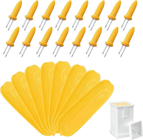 24 Pack Stainless Steel Corn Holders - Corn on the Grill & Cob Skewers for Home & BBQ Cooking