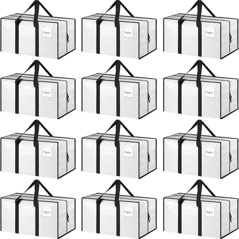 6 Pack Extra Heavy Duty Large Moving Bags with Strong Zipper & Comfortable Handles, Sturdy & Durable Clothes Storage Bags Totes Bins, Blue Packing Moving Boxes for College Supplies, Dark Blue