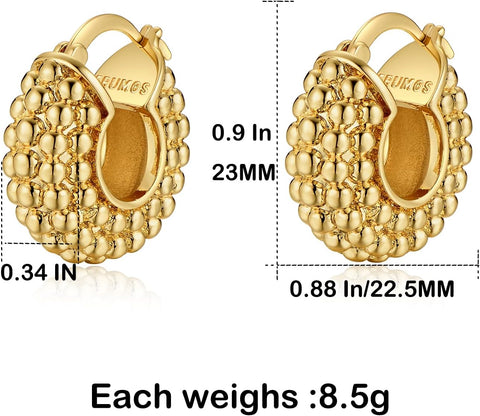 18K Gold Plated Chunky Hoop Earrings for Women Fashion Thick Gold Hoops Set Jewelry for Birthday Christmas Gifts