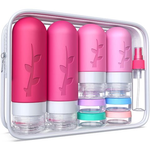 18pack Travel Bottles for Toiletries,TSA Approved Silicone Travel Containers jar for Toiletries,Leak Proof Refillable Liqus Shampoo And Conditioner Essentials toiletry Bottles