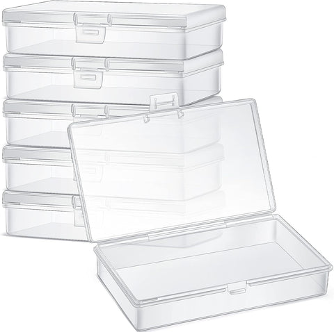 6 Pieces Mini Plastic Clear Beads Storage Containers Box for Collecting Small Items, Beads, Jewelry, Business Cards, Game Pieces, Crafts (2.13 x 2.13 x 0.79 Inch)