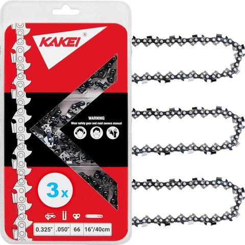 18 Inch Chainsaw Chain 3/8" LP Pitch .050" Gauge 62 Drive Links Fits Poulan, Kobalt, Echo, Ego, Greenworks and More- S62 (3 Chains)