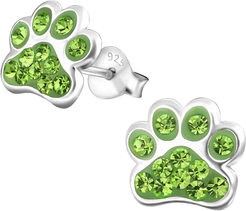 925 Sterling Silver Paw Print Stud Earrings (Choose Your Style) (Nickel Free)