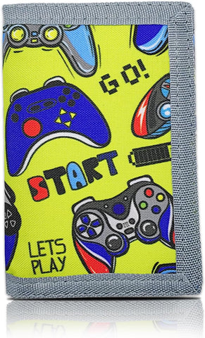 AI-DEE RFID Trifold Canvas Outdoor Sports Wallet for Kids - Front Pocket Wallet with Magic Sticker