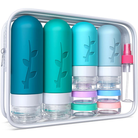 18pack Travel Bottles for Toiletries,TSA Approved Silicone Travel Containers jar for Toiletries,Leak Proof Refillable Liqus Shampoo And Conditioner Essentials toiletry Bottles