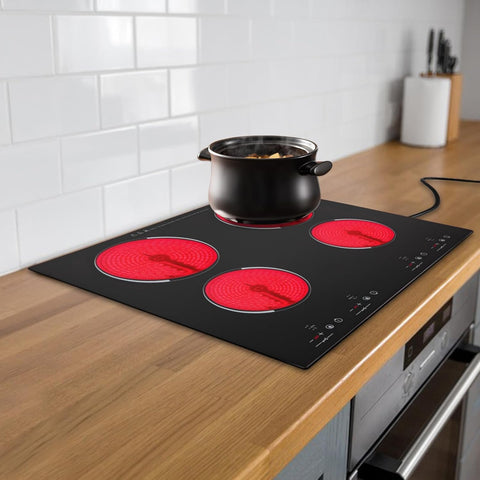 23 Inch Countertop Electric Cooktop 4 Burner,110V Plug in Electric Stovetop