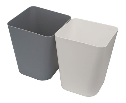 1.6 Gallon Small Trash Can Wastebasket for Kitchen Office Bathroom,Pack of 2(White+Gray)