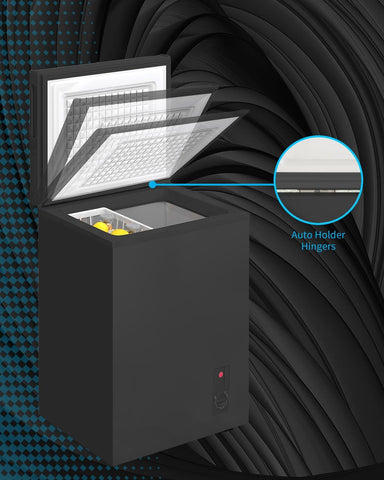 3.5 Cu Ft Chest Freezer, Compact Freezer with 7 Level Adjustable Temperature,Top Open Door Freezer with Removable Storage Basket,Energy Saving Deep Freezer, Black