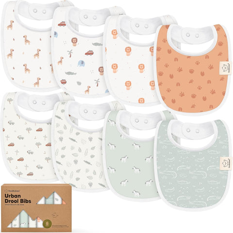 8-Pack Organic Baby Bibs for Boys, Girls - Soft Cotton Drooling and Teething Bibs for Baby Girl & Boy, Extra Absorbent, Easy to Clean & Put On for Toddler, Newborn, Infant 0-24 Months (Sweet Charm)