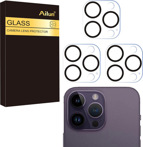 Ailun 3 Pack Camera Lens Protector for iPhone 16 Pro 6.3" / 14 Pro 6.1" & iPhone 16 Pro Max 6.9" / 14 Pro Max 6.7",Tempered Glass,9H Hardness,Anti-Scratch,Case Friendly[Does not Affect Night Shots]