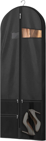 43" Travel Garment Bag with Accessories Zipper Pocket, Heavy Duty Suit Bag for Suits, Tuxedos, Dresses, Coats, Black, 1 pack