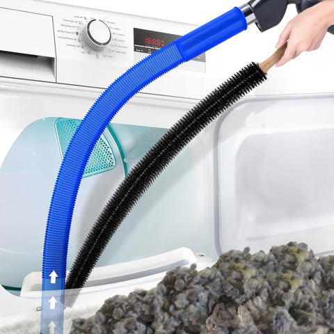 2 Pieces Dryer Vent Cleaner Kit Compatible with All Vacuum Cleaner, Dryer Lint Brush and Vacuum Hose Attachment with Stretch Universal Connector, Quickly Lint Remover