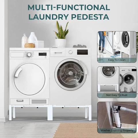 Adjustable Washer Dryer Pedestal Stand - Heavy Duty & Universal Washer Pedestal & Washing Machine Stand Fit (40.9-66.14L × 20.47-33.07W ×12.6H inch) - Compatible with Front Load Washers & Dryers