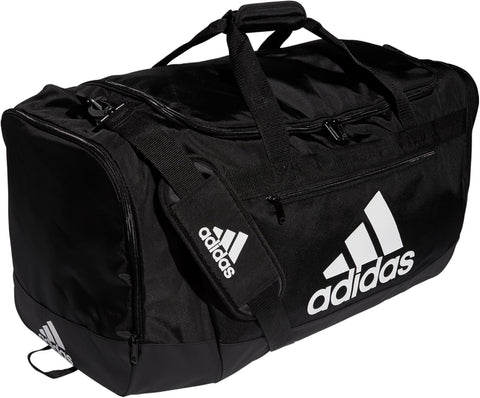 adidas Unisex Defender 4.0 Gym Duffel Bag for Men and Women, Black/White, Medium (66L)