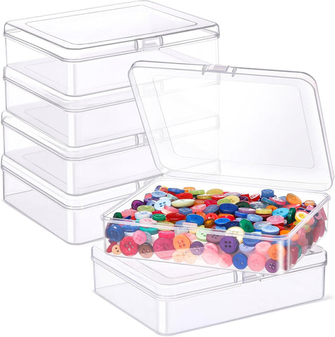 6 Pieces Mini Plastic Clear Beads Storage Containers Box for Collecting Small Items, Beads, Jewelry, Business Cards, Game Pieces, Crafts (2.13 x 2.13 x 0.79 Inch)
