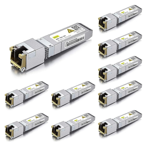 10Gtek 𝟭𝟬𝗚𝗕𝗮𝘀𝗲-𝗧 𝗦𝗙𝗣+ 𝘁𝗼 𝗥𝗝-𝟰𝟱 𝗧𝗿𝗮𝗻𝘀𝗰𝗲𝗶𝘃𝗲𝗿, 10Gbe SFP+ Copper Ethernet CAT6a Module, up to 30m, for Cisco SFP-10G-T-S, Ubiquiti UniFi, Fortinet, TP-Link and More