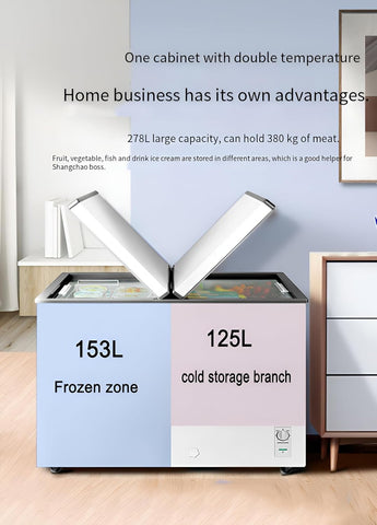 10 Cu Ft Compact Deep Freezer Removable Wire Basket Ldeal with 7 Adjustable Thermostat Control for Home Kitchen Office or Bar Portable Refrigerator
