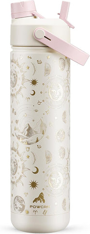 26 oz Insulated Water Bottle with 2-in-1 Straw and Spout Lid, Keep Cold 24H, Leak-Proof, Fits in Car Cup Holder, Stainless Steel Water Bottle for Sports, Travel, and School (Cotton Candy)