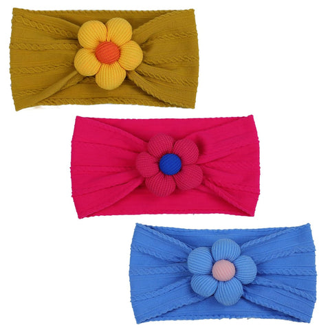 3 Pcs Baby Flower Headbands Baby Girls Nylon Headband Soft Hairbands Hair Accessories for Newborn Infant Toddler Kids (Beige Pink Khaki)