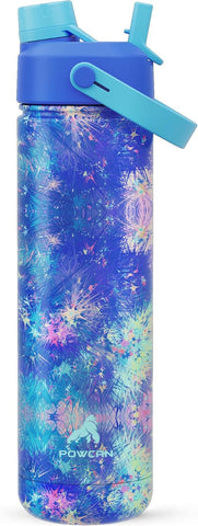 26 oz Insulated Water Bottle with 2-in-1 Straw and Spout Lid, Keep Cold 24H, Leak-Proof, Fits in Car Cup Holder, Stainless Steel Water Bottle for Sports, Travel, and School (Cotton Candy)