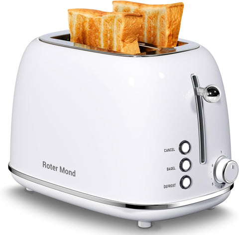 2 Slice Toaster Retro Stainless Steel with Bagel, Cancel, and Defrost Functions, 6 Bread Shade Settings, Extra Wide Slots and Removable Crumb Tray, Orange